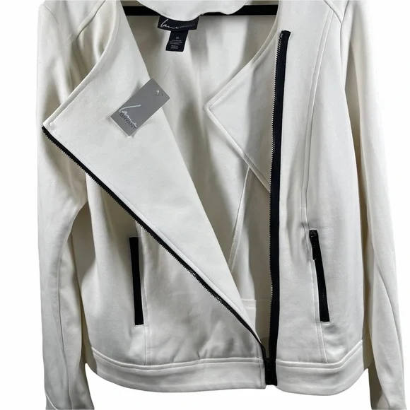 Lane Bryant Jacket 20 White Black Bomber Zipper - Picture 5 of 9